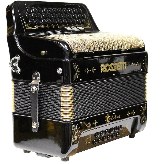 Rossetti Constantine II Professional Button Accordion, GCF, Black