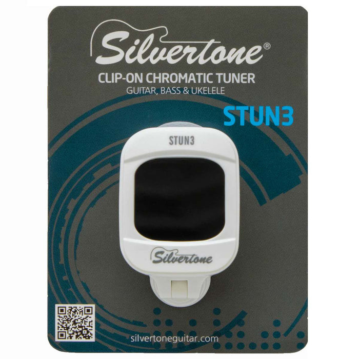 Silvertone STUN3 Clip-On Chromatic Tuner, White