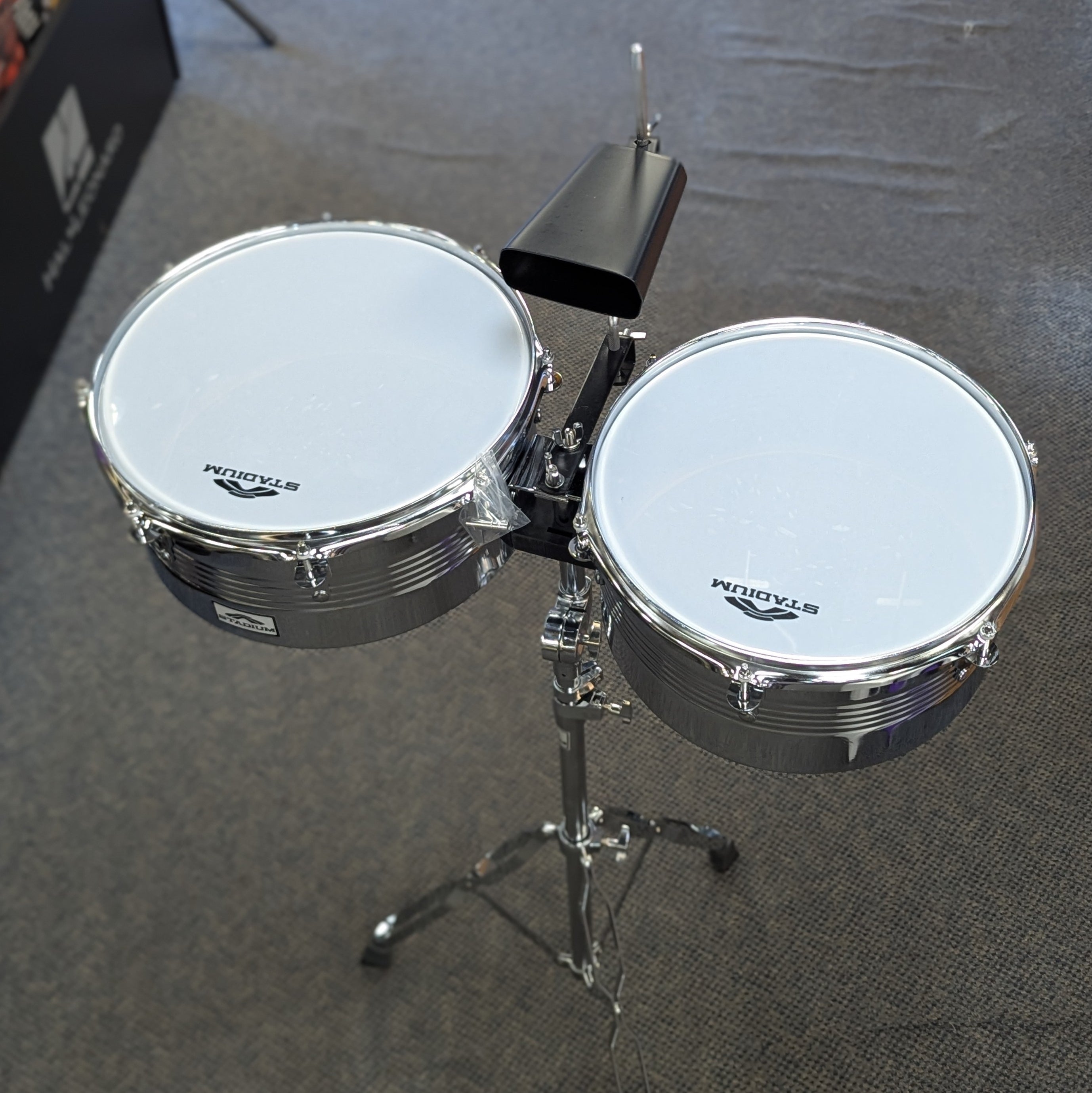 Stadium Timbales Set with Stand and Cowbell, 13
