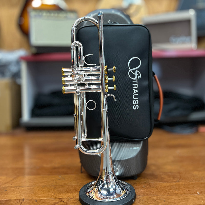 Strauss Imperial 99X Professional Trumpet Outfit, Silver, Reverse Leadpipe