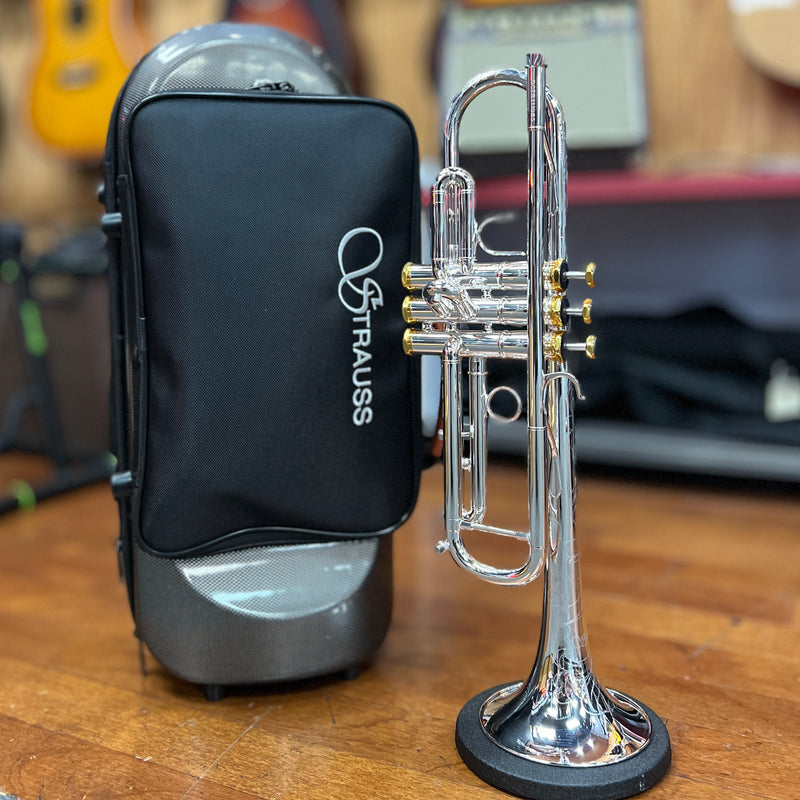 Strauss Imperial 99X Professional Trumpet Outfit, Silver, Reverse Leadpipe