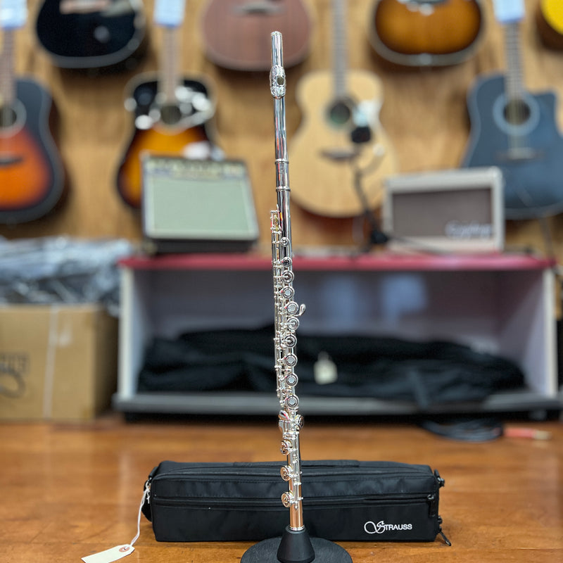 Strauss Milan Intermediate Silver Open-hole Flute Outfit, Low B