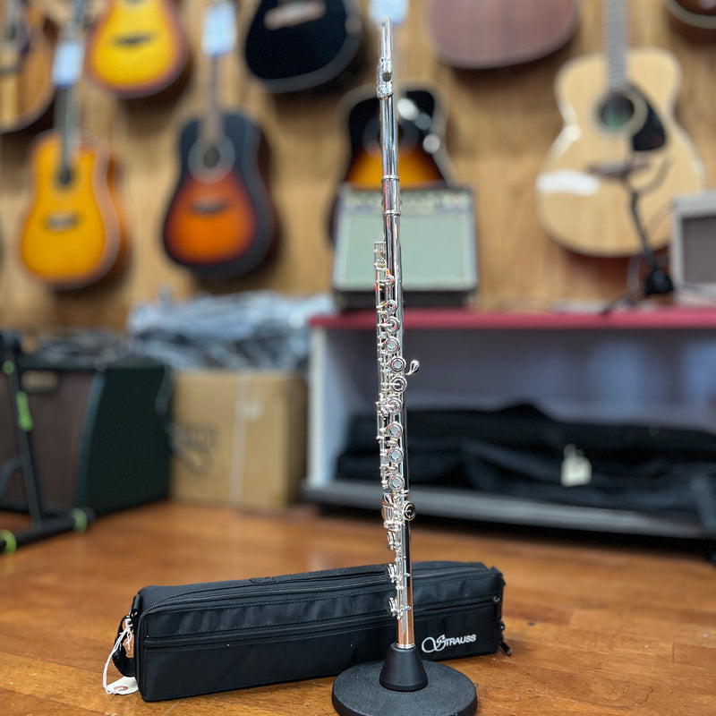 Strauss Milan Intermediate Silver Open-hole Flute Outfit, Low B