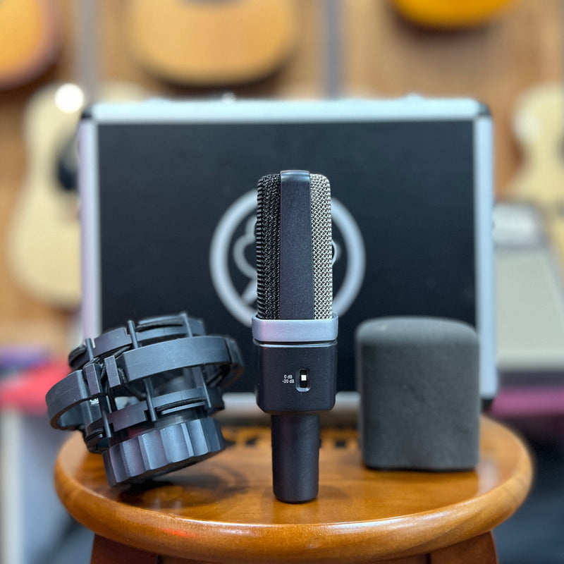 USED AKG C214 Large Diaphragm Condenser Microphone W/Case and Shkmt