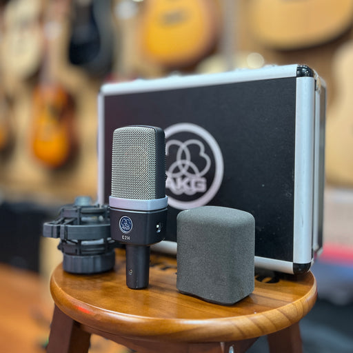 USED AKG C214 Large Diaphragm Condenser Microphone W/Case and Shkmt-Dirt Cheep
