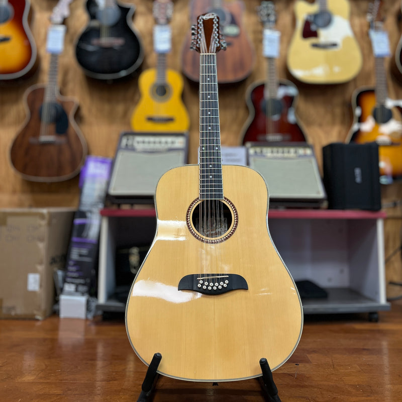 USED AS-IS Oscar Schmidt OD312-A 12-string Acoustic Guitar, Natural (BRIDGE LIFT)