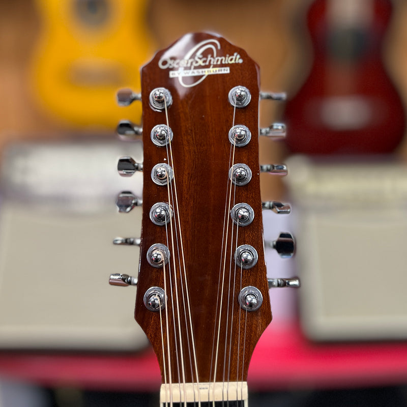 USED AS-IS Oscar Schmidt OD312-A 12-string Acoustic Guitar, Natural (BRIDGE LIFT)