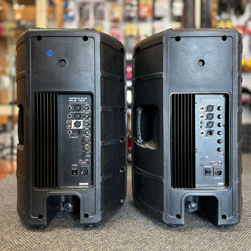 USED American Audio DLS-15P 15" Powered PA Speakers, PAIR