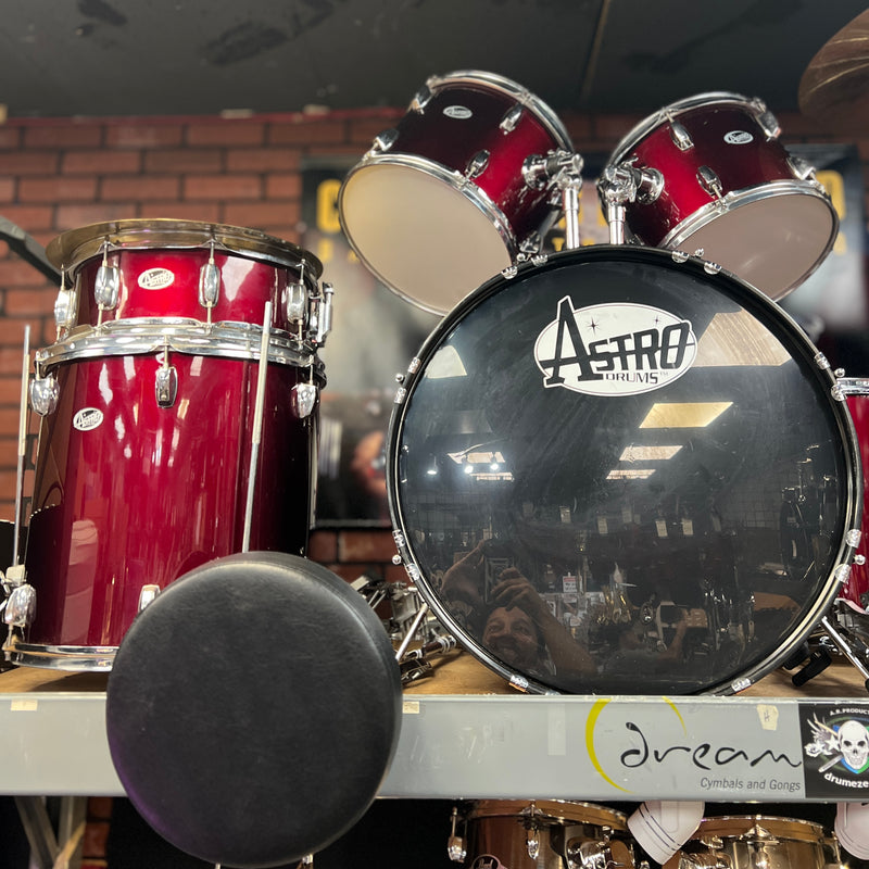 USED Astro 5-Piece Acoustic Drum Set, Red