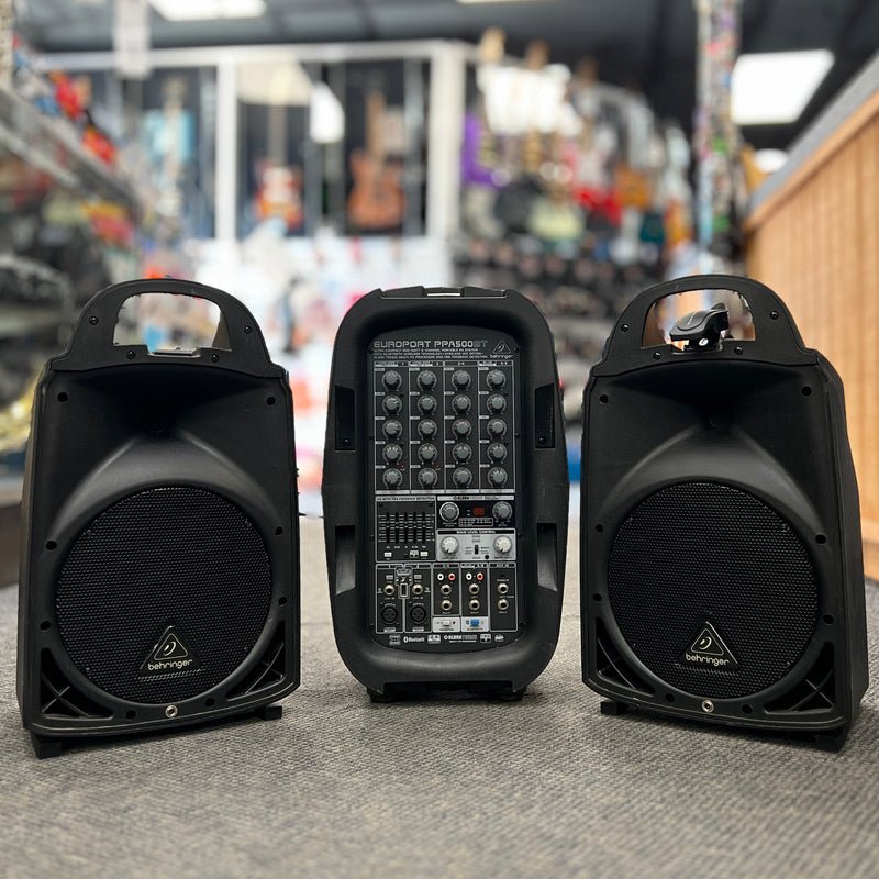 USED Behringer Europort PPA500BT PA System w/ Stands