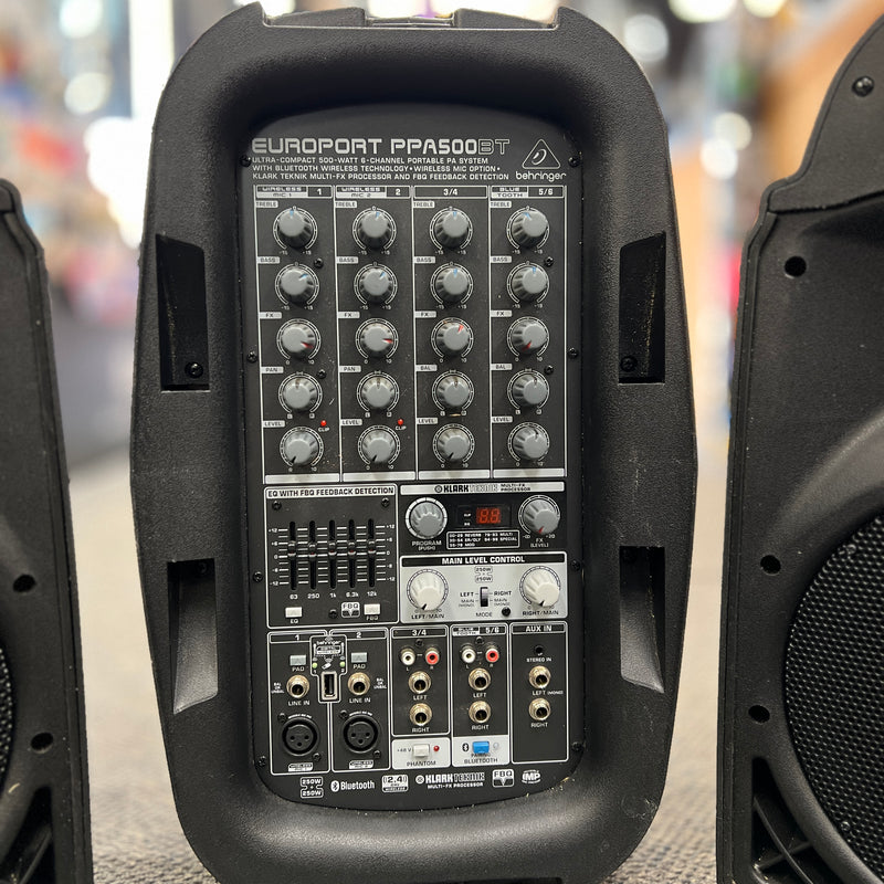 USED Behringer Europort PPA500BT PA System w/ Stands