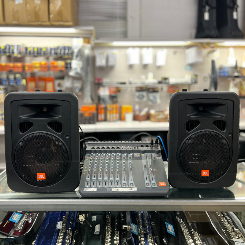 USED Complete JBL EON 10  - 8 Channel PA System w/ Stands, Mic and Bags
