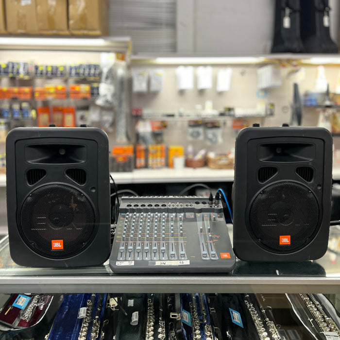 USED Complete JBL EON 10  - 8 Channel PA System w/ Stands, Mic and Bags