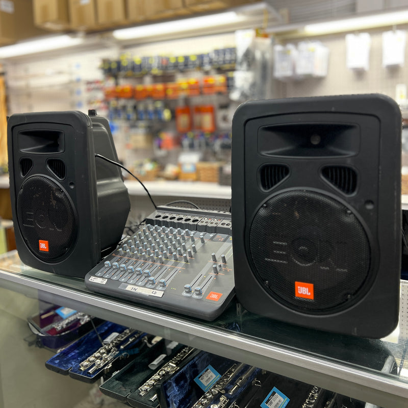 USED Complete JBL EON 10  - 8 Channel PA System w/ Stands, Mic and Bags
