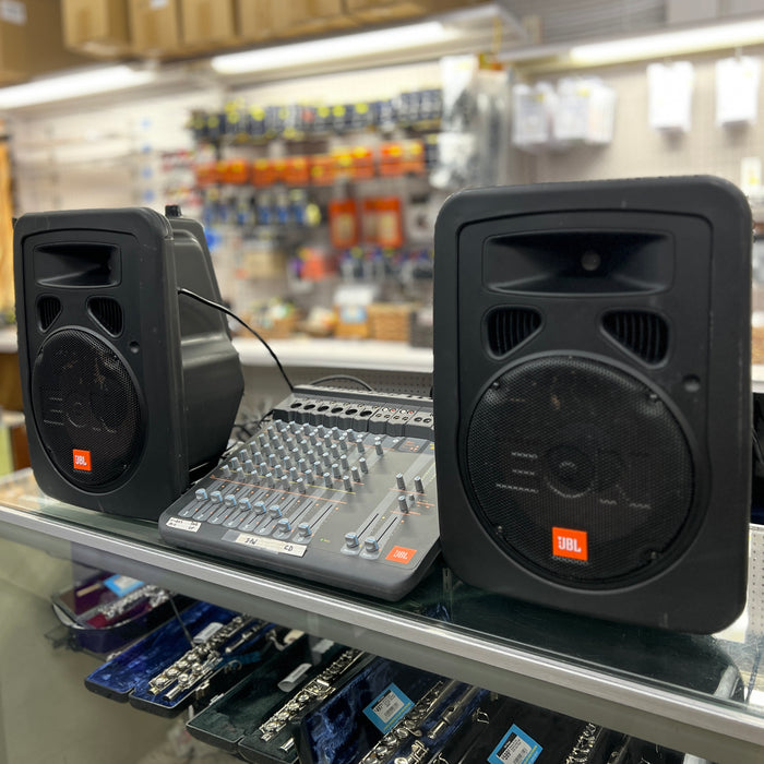 USED Complete JBL EON 10  - 8 Channel PA System w/ Stands, Mic and Bags
