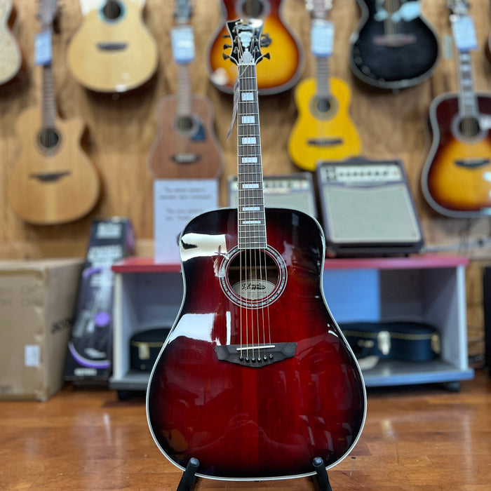 USED D'Angelico Premier Lexington Dreadnaught Acoustic-Electric Guitar, Trans Black Cherry Burst