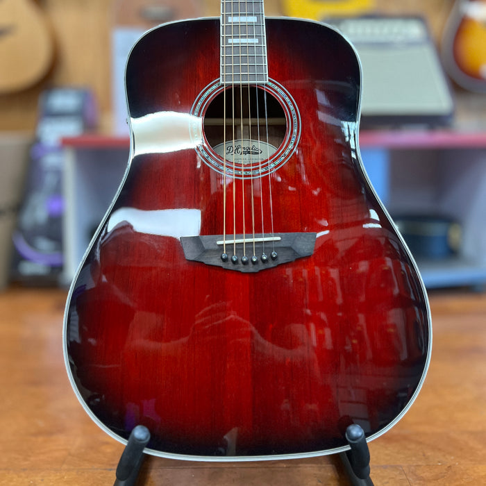 USED D'Angelico Premier Lexington Dreadnaught Acoustic-Electric Guitar, Trans Black Cherry Burst