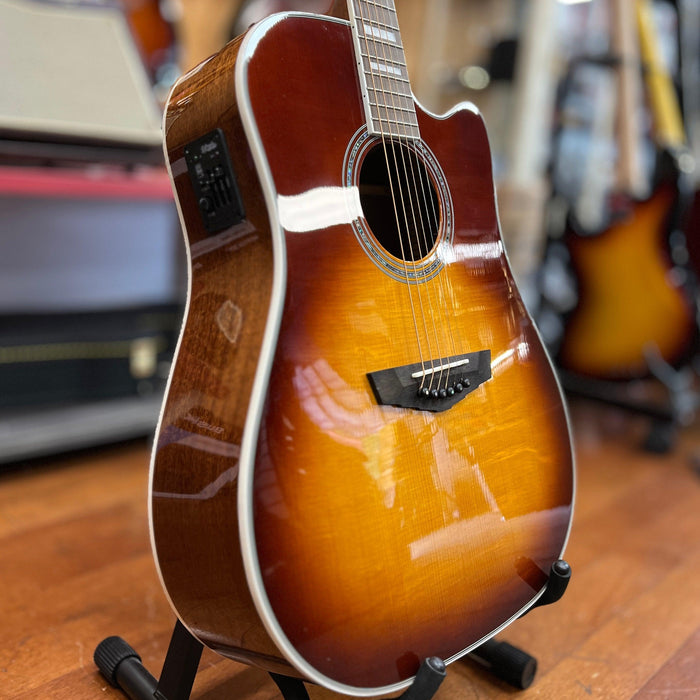 USED D'Angelico Premier Series Bowery Cutaway Dreadnought Acoustic-Electric Guitar, Iced Tea Burst