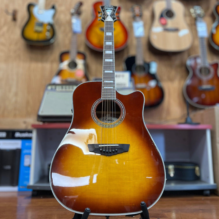 USED D'Angelico Premier Series Bowery Cutaway Dreadnought Acoustic-Electric Guitar, Iced Tea Burst
