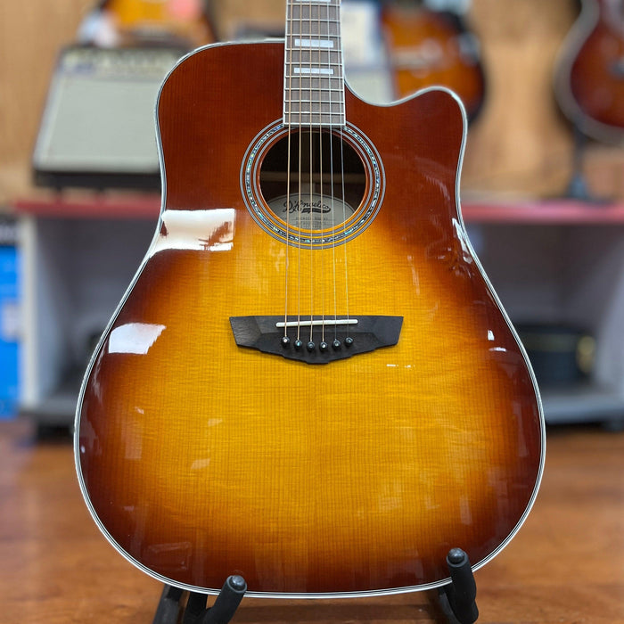 USED D'Angelico Premier Series Bowery Cutaway Dreadnought Acoustic-Electric Guitar, Iced Tea Burst