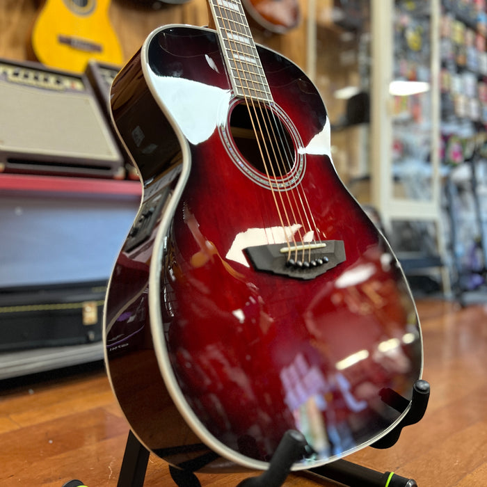 USED D'Angelico Premier Series Tammany Orchestra Acoustic-Electric Guitar, Trans Black Cherry Burst