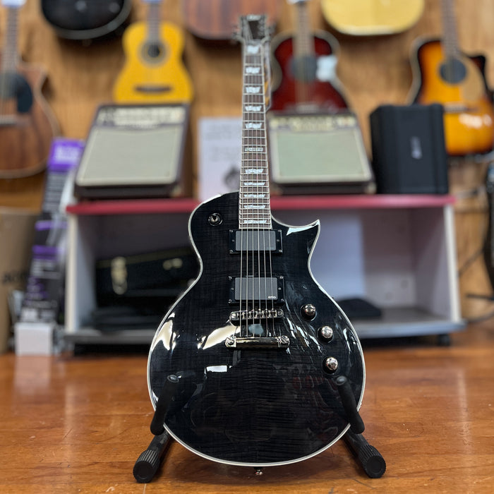 USED ESP LTD EC-401FM Flame Maple Top Solidbody Electric Guitar, Trans Black