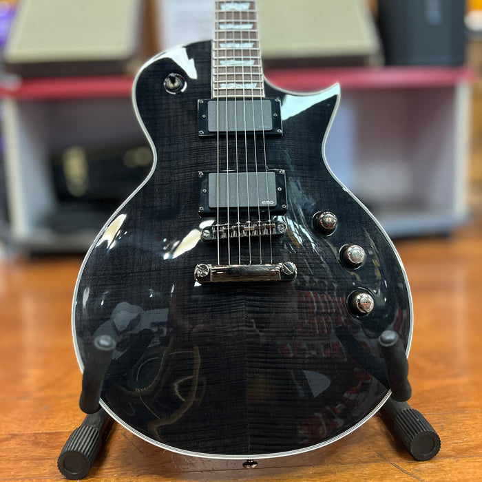 USED ESP LTD EC-401FM Flame Maple Top Solidbody Electric Guitar, Trans Black