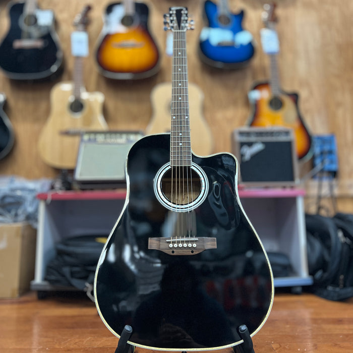 USED Estaban Cutaway Acoustic Electric Guitar, Black