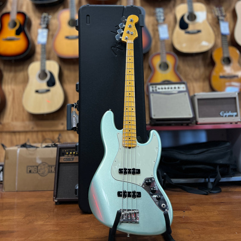 USED Fender American Professional II Jazz Bass, Maple Fingerboard, Mystic Surf Green w/ Case