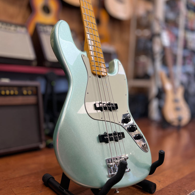 USED Fender American Professional II Jazz Bass, Maple Fingerboard, Mystic Surf Green w/ Case
