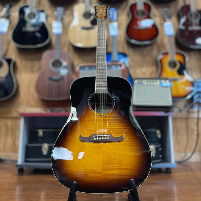 USED Fender FA-225E Dreadnaught Acoustic Electric Guitar, Mocha Burst