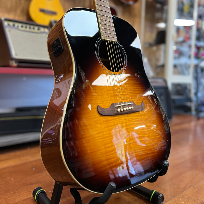 USED Fender FA-225E Dreadnought Acoustic-Electric Guitar, Mocha Burst