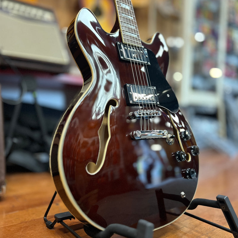 USED Firefly ES335-style Hollow Body Electric Guitar, Dark Brown Gloss