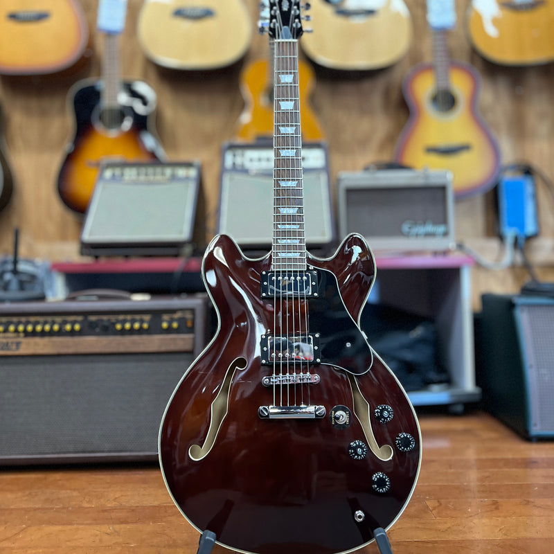 USED Firefly ES335-style Hollow Body Electric Guitar, Dark Brown Gloss