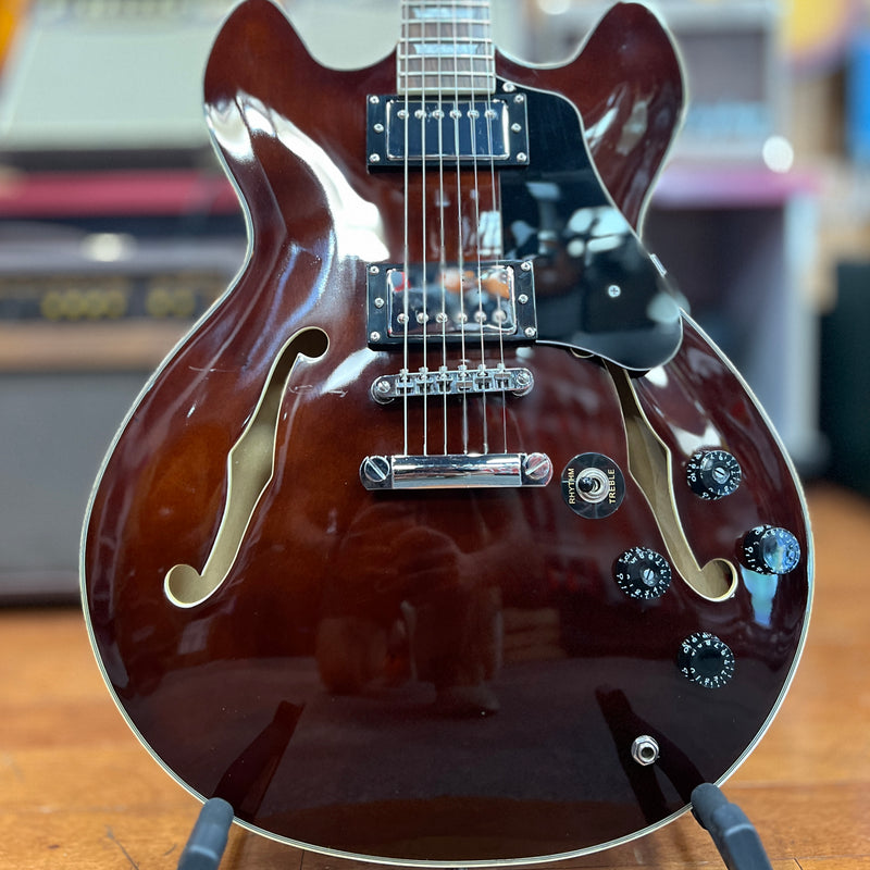 USED Firefly ES335-style Hollow Body Electric Guitar, Dark Brown Gloss