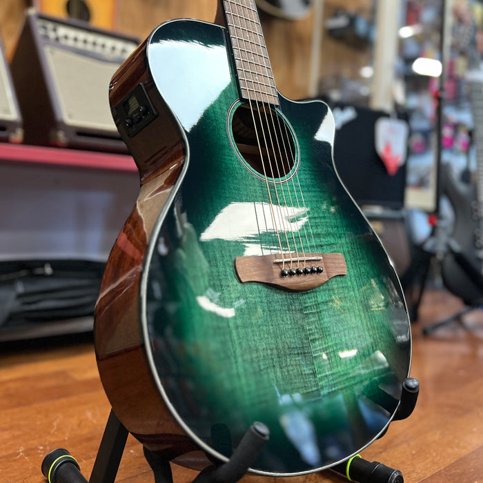 USED Ibanez AEG70 Flamed Maple Top Grand Concert Acoustic-Electric Guitar Emerald Burl