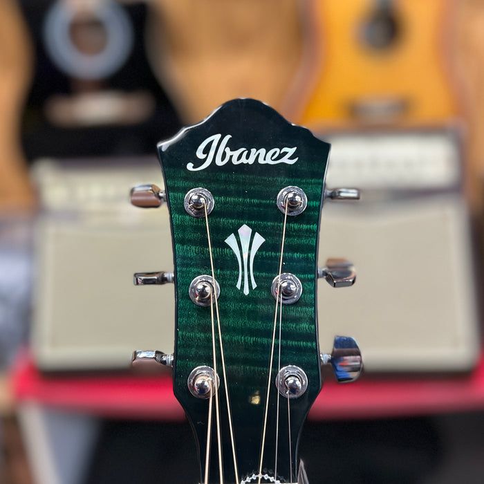 USED Ibanez AEG70 Flamed Maple Top Grand Concert Acoustic-Electric Guitar Emerald Burl
