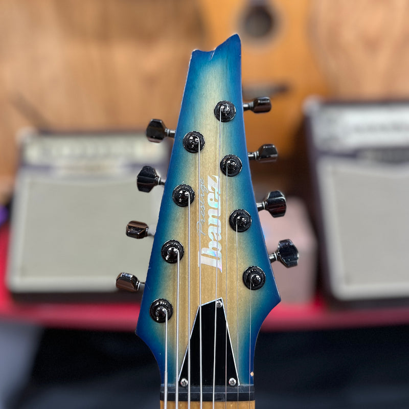 USED Ibanez RG852MPB Prestige Series 8-String Electric Guitar, Ghost Fleet Blue Burst w/ Case