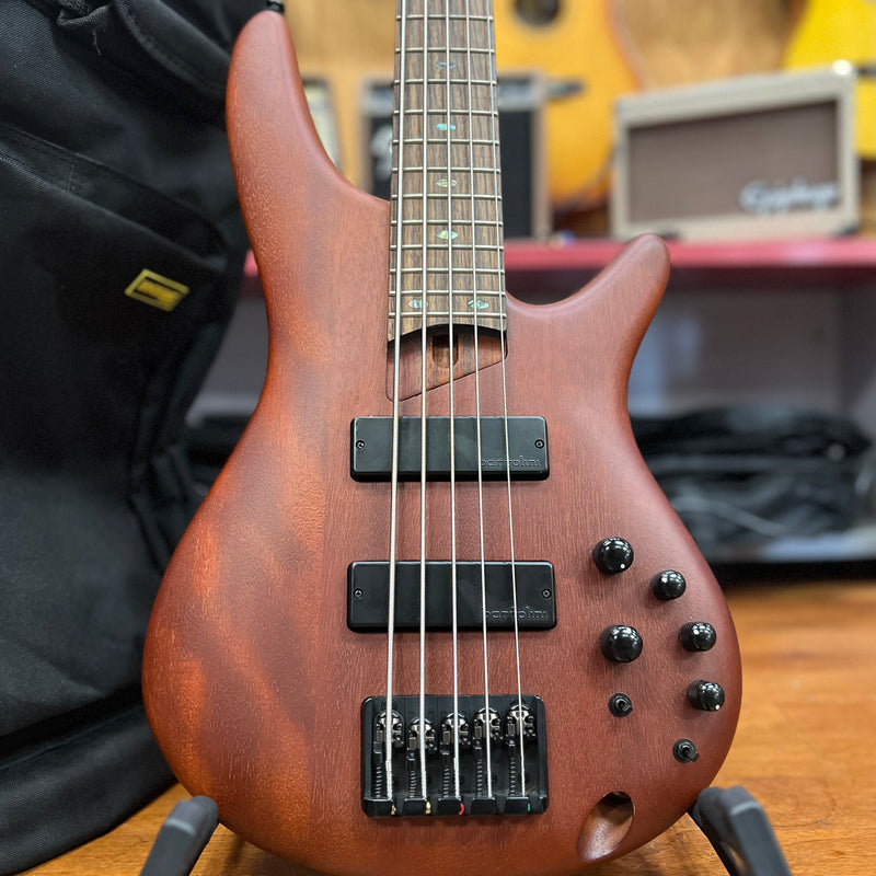 USED Ibanez SR505E 5-String Electric Bass Guitar, Brown Mahogany w/ Bag
