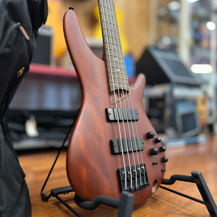 USED Ibanez SR505E 5-String Electric Bass Guitar, Brown Mahogany w/ Bag