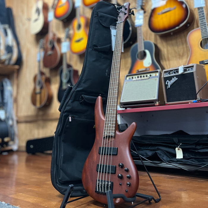 USED Ibanez SR505E 5-String Electric Bass Guitar, Brown Mahogany w/ Bag