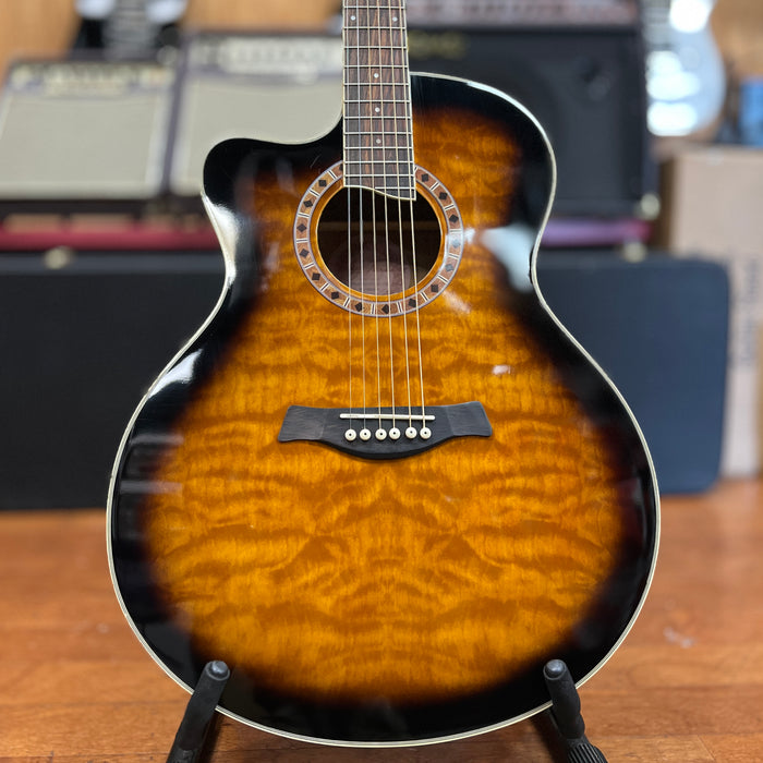 USED Jay Turser JTA-424QCET-LH Acoustic-Electric Guitar, Left-Handed, Tobacco Sunburst