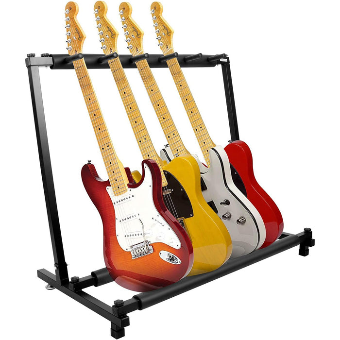 USED Kuyal Multi-Guitar Display Rack Folding Stand - Band Stage Bass & Acoustic Guitar, Black (5 Holder)