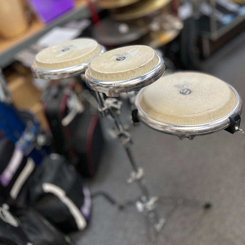 USED Latin Percussion Complete Giovanni  Compact Bongo and Congas Set w/ Stand