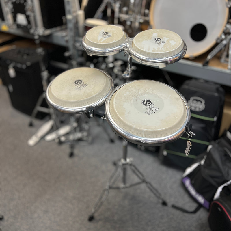 USED Latin Percussion Complete Giovanni  Compact Bongo and Congas Set w/ Stand