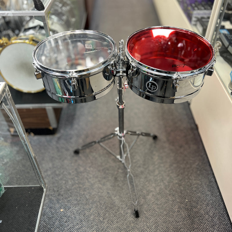 USED Latin Percussion LPA256 Timbales w/ Stand, 13" & 14"