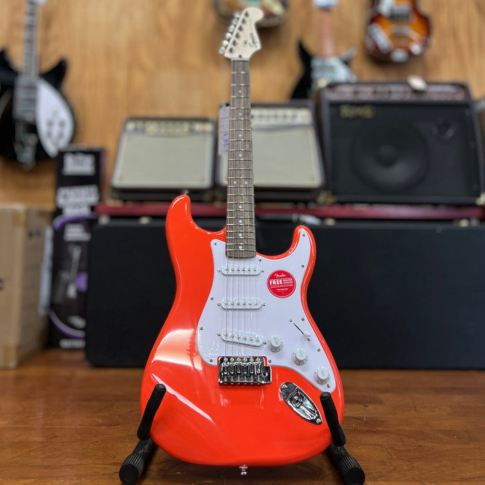 USED Limited Edition Squier Sonic Stratocaster HT Electric Guitar, Fiesta Red