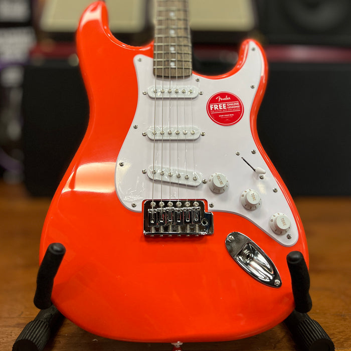 USED Limited Edition Squier Sonic Stratocaster HT Electric Guitar, Fiesta Red