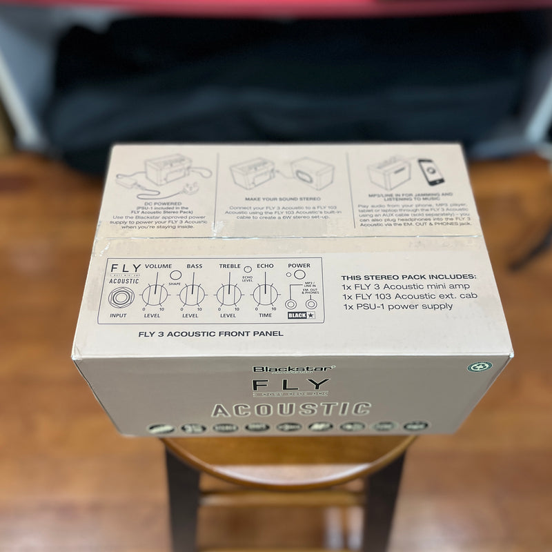 USED MINT Blackstar FLY Acoustic Stereo Pack - Battery-Powered Mini Amp, Extension Cabinet, and Power Supply for Acoustic Guitars