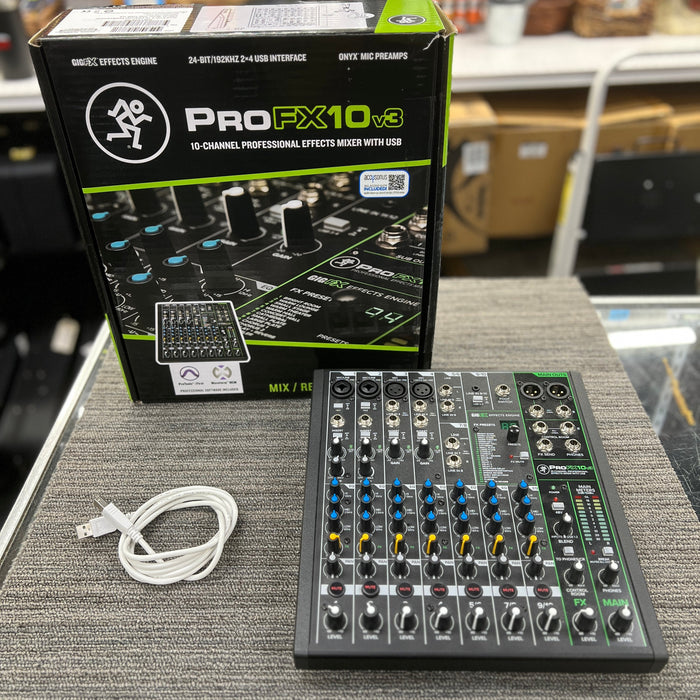 USED Mackie ProFX10v3 10-Channel Effects Mixer with USB